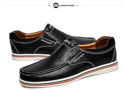Freizeitschuhe aus Leder für Herren – Niedriger Mokassin, echtes Leder
