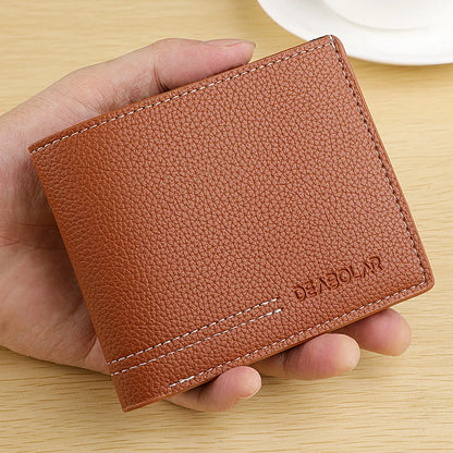 Classic Men’s Leather Wallet with Pebbled Texture – Elegant and Functional
