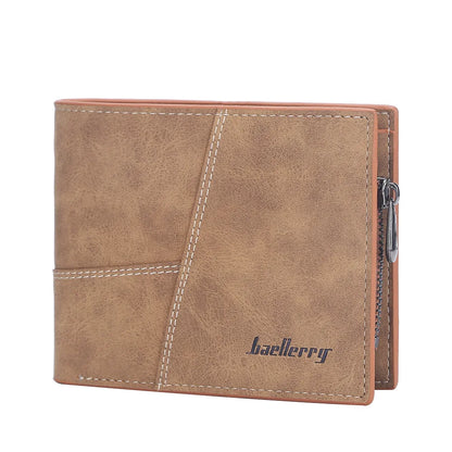 Vertical Men’s Wallet with Minimalist Geometric Stitch Design – Compact and Stylish