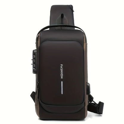 Men’s Anti-Theft Crossbody Sling Bag – USB Charging Chest Pack for Travel, Work & Everyday Carry