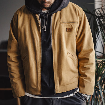 Men’s Workwear Style Jacket with Front Zipper and Utility Pockets