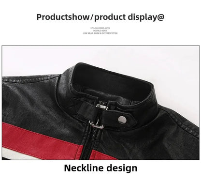 Men’s Biker-Style Jacket with Contrasting Panels and Functional Zippers