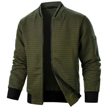 Urban Style Men’s Jacket with Textured Finish and Asymmetrical Zipper