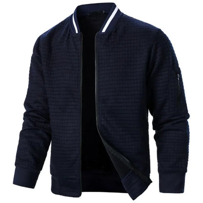 Urban Style Men’s Jacket with Textured Finish and Asymmetrical Zipper