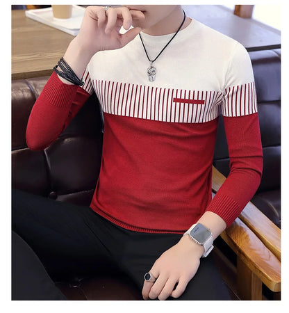 Men’s Sweater with Vertical Stripe Detail