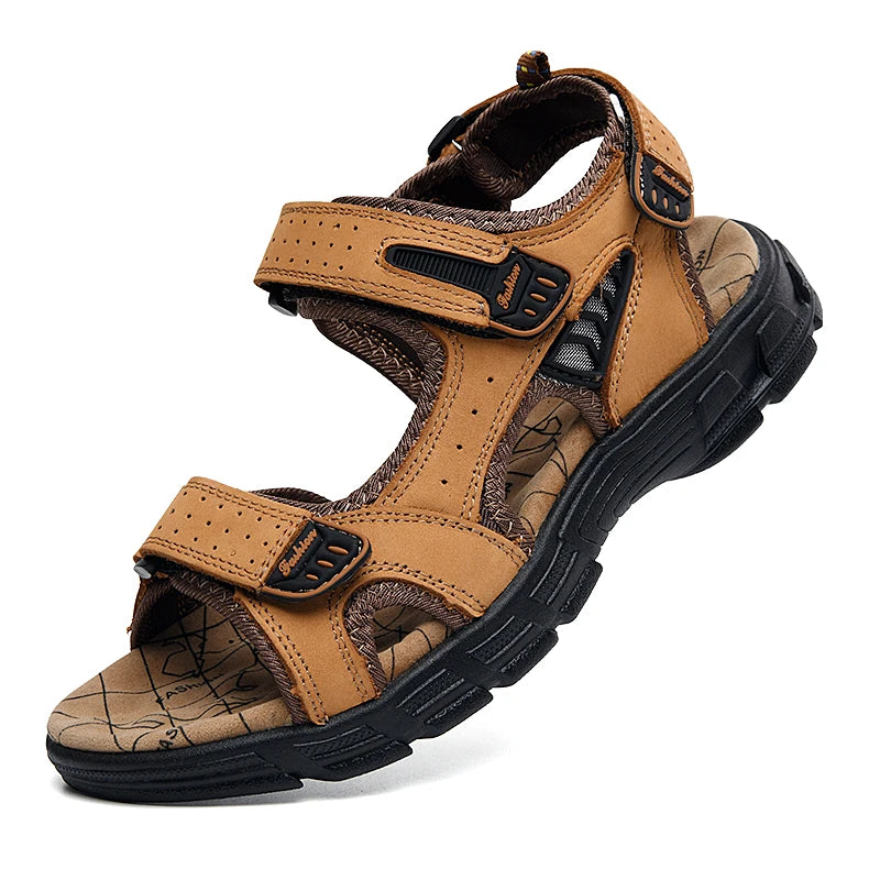 Classic Men's Genuine Leather Sandals - for Summer, Casual Lightweight Sandals