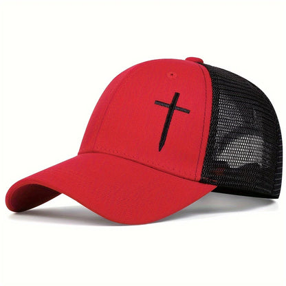 Cross Embroidered Trucker Cap