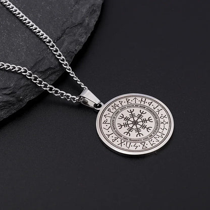 Viking Rune Circle Pendant Necklace