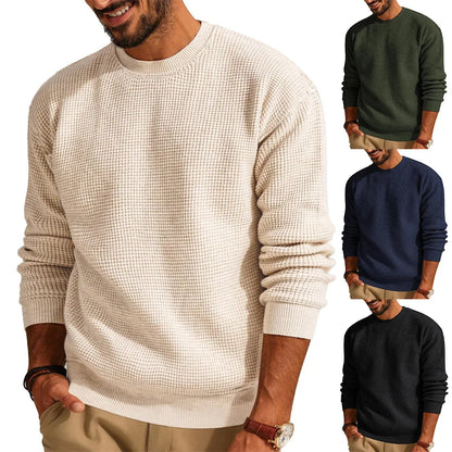 Urban Classic: Solid Color Wedge-Top Pullover Sweater for Men – Soft Knit & Stylish Fit