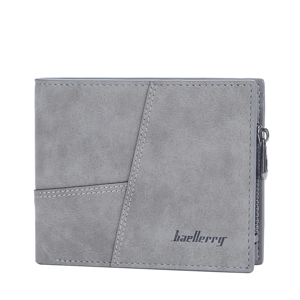 Vertical Men’s Wallet with Minimalist Geometric Stitch Design – Compact and Stylish