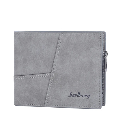 Vertical Men’s Wallet with Minimalist Geometric Stitch Design – Compact and Stylish