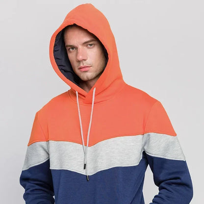 Men’s Modern Geometric Panel Pullover Hoodie – Casual Streetwear for Everyday Comfort