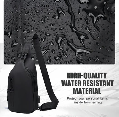 Men’s Anti-Theft Sling Bag with USB Charging Port – Waterproof Crossbody Chest Bag
