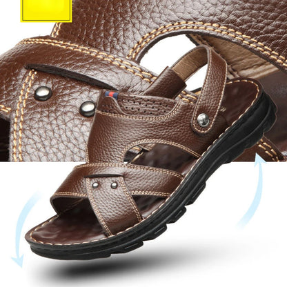 Men's Summer Leather Sandals - Reinforced Men's Shoes Made of Genuine Leather