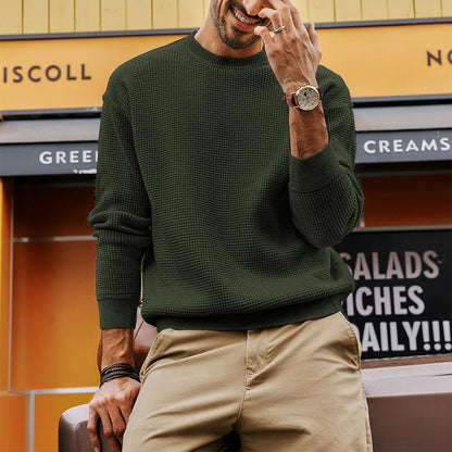 Urban Classic: Solid Color Wedge-Top Pullover Sweater for Men – Soft Knit & Stylish Fit